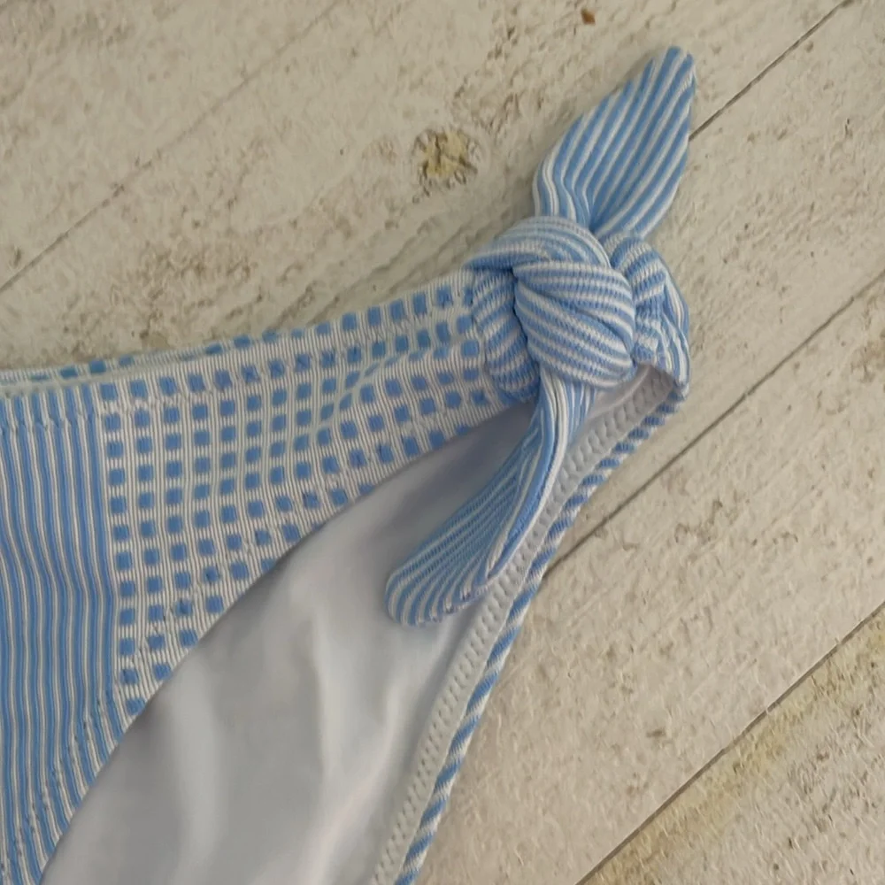 Lemlem Semira Sky Side Tie Bikini Bottom Sky Blue White Large‎